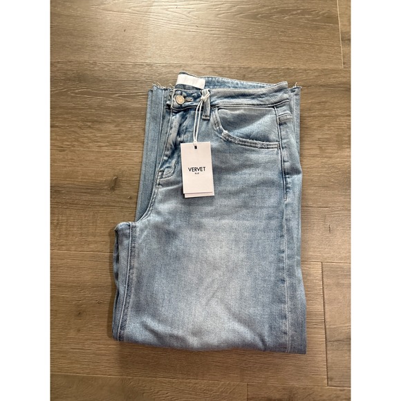 VERVET BLUE Olivia Distressed Light Wash High Rise Wide Leg Jeans Size 30 - Picture 4 of 4